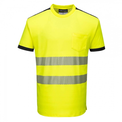 PW3 Hi-Vis Cotton Comfort T-Shirt S/S  Yellow/Black