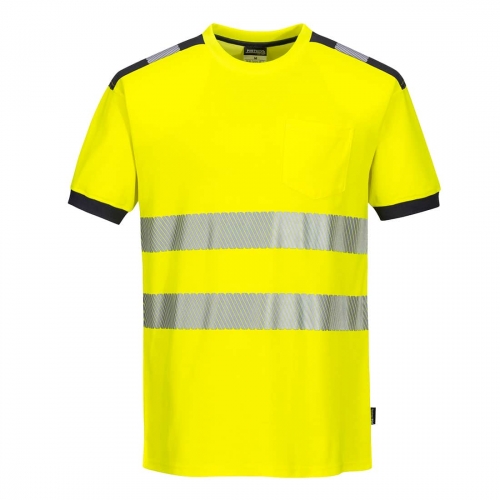 PW3 Hi-Vis Cotton Comfort T-Shirt S/S  Yellow/Grey