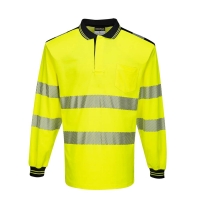 PW3 Hi-Vis Cotton Comfort Polo Shirt L/S  Yellow/Black