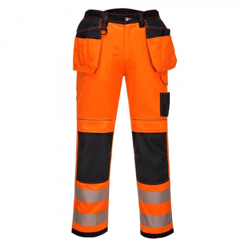 PW3 Hi-Vis Holster Pocket Work Trousers Orange/Black