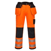 PW3 Hi-Vis Holster Pocket Work Trousers Orange/Black Short