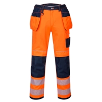 PW3 Hi-Vis Holster Pocket Work Trousers Orange/Navy