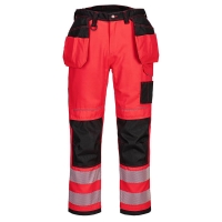 PW3 Hi-Vis Holster pracovné nohavice, červeno/čierne