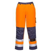 Kontrastné pracovné nohavice Lyon Hi-Vis oranžová/tmavo modrá Tall