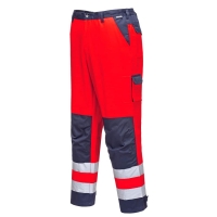 Kontrastné pracovné nohavice Lyon Hi-Vis červená/tm.modrá