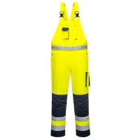 TX52 - Dijon Hi-Vis Contrast Work Bib and Brace Yellow/Navy