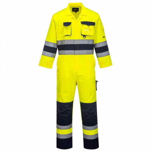 Nantes Hi-Vis Contrast Work Coverall Yellow/Navy