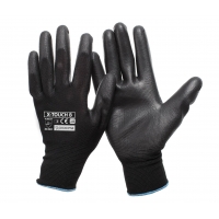 Protective gloves coated with pu x-touch black