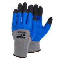 Latex-coated protective gloves x-target
