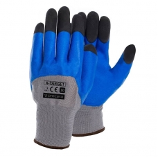 Latex-coated protective gloves x-target