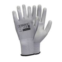 Protective gloves coated with pu x-touch grey