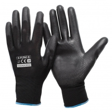 Protective gloves coated with pu x-puno black