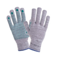 Ochranné bavlneno-polyesterové rukavice s x-šedými bodkami plus