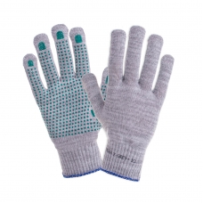 Ochranné bavlneno-polyesterové rukavice s x-šedými bodkami plus