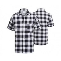 Flannel shirt short sleeve white and black