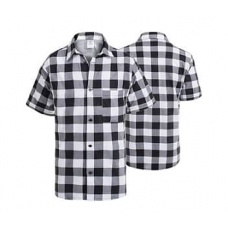Flannel shirt short sleeve white and black