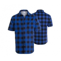 Flannel shirt short sleeve blue