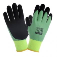 Insulated gloves coated with double latex foam and smooth latex x-frigo