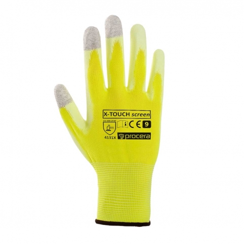 Protective gloves coated with pu x-touch screen