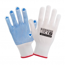 Protective polyester gloves with dotted x-pointer size 9.