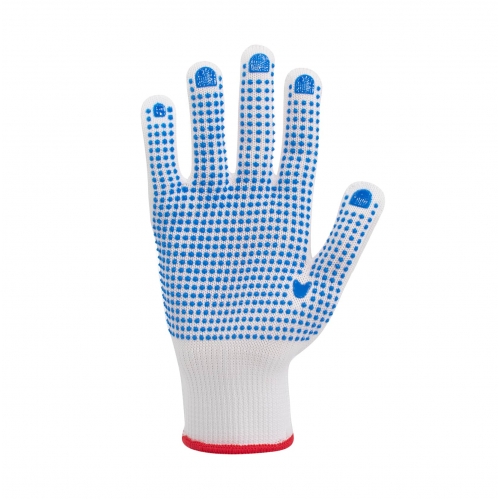 Protective polyester gloves with dotted x-pointer size 9.