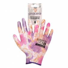 Protective gloves coated with pu x-color-pu