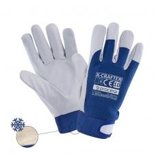 Zateplené bezpečnostné rukavice vystužené kozou kožou x-crafter zimné
