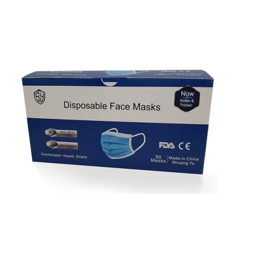 Non-woven mask with elastic band white and blue